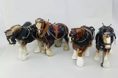 £35 • Buy Vintage Ceramic Collectable Set Of 4 Brown Running Shire Horses Figures