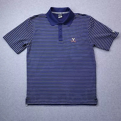 Under Armour Virginia Tech Polo Shirt Medium Short Sleeve Blue Stripe Sz Mens • $17.49