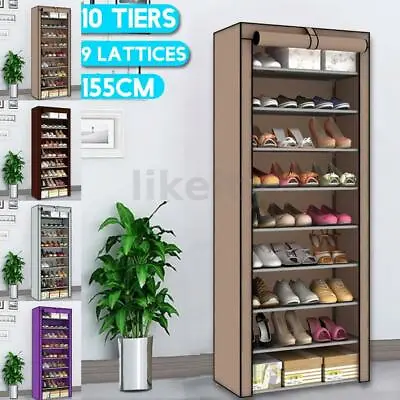 $26.99 • Buy 10 Tier Shoes Cabinet Storage Shoe Rack With Cover 27 Paris Portable Wardrob