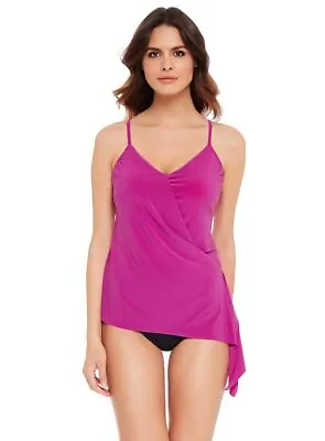 Magicsuit Women's Solid Alex V-Neck Swim Tankini Top Hibiscus Pink Size 12 13829 • $69.99