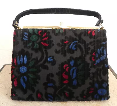 Vtg Kadin Handbag Textured Tapestry Multi-Color Metal Clasp/Frame 7.25 X9.5 X3.5 • $29.99