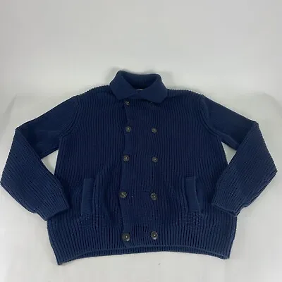 Orvis Fisherman Cable-Knit Shawl Collar Cardigan Sweater Blue Button Men’s XL • $59.97