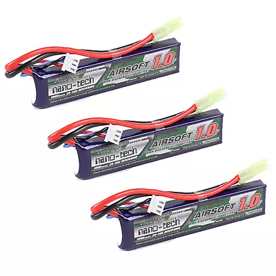 3pcs Turnigy Nano-Tech 1000mAh 2S LiPo Battery Pack Airsoft 7.4V 20C 40C (Mini-T • $33.99