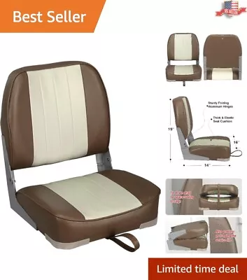 Brown/Sand Low Back Folding Boat Seat - UV-Treated Vinyl - Aluminum Alloy Hinges • $85.97