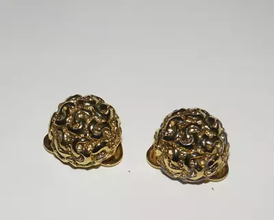 Vintage MUSI Shoe Clips Gold Plated Nugget Detail Round  • $18