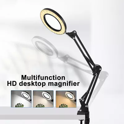 10XDesk Repair LED Lamp Magnifier Glass With Light Stand Clamp Beauty Magnifying • $51.82