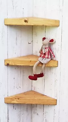 £16 • Buy 1 CHUNKY WOODEN FLOATING CORNER TRIANGULAR SHELF Available In 3 Sizes /6 COLOURS
