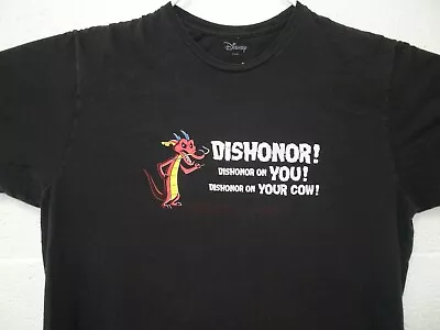 Disney Mulan Mushu Animated Dragon Dishonor On Your Cow T Shirt XL Black • $5.95