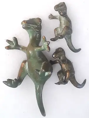 $79.99 • Buy Excellent Bronze  Metal Dinosaur Momma T Rex And Twins