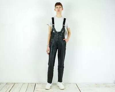 SPEEDWARE Women S Biker Leather Overalls Dungarees Bibs Trousers Jumpsuit VTG • $284.99