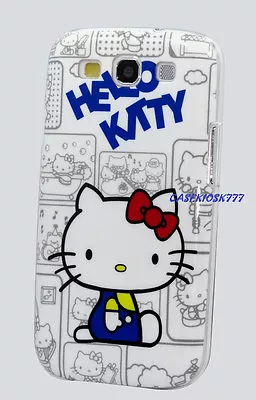 For Samsung Galaxy S3 Hard Case Kitten Hello Kitty Blue Withe Red Bow I9300 Siii • $7.80