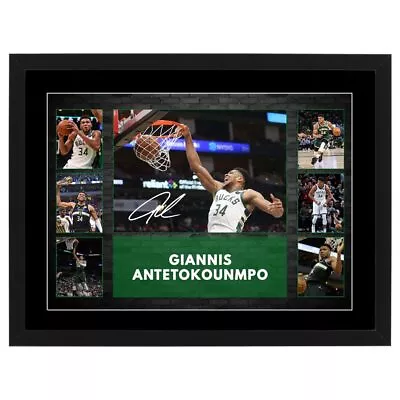 Giannis Antetokounmpo Bucks Signed Framed Poster Lebron Basketball Memorabilia • $79