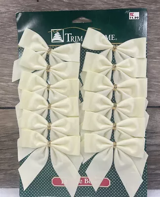 12 Vintage Kmart Trim A Home Cream Off White Velveteen Bows NOS Nostalgia • $10.99