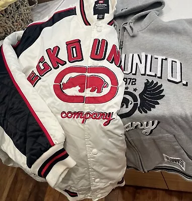 Eckō Unltd Quilted Varsity Bomber Jacket + Hoodie Men's L Heavyweight LOT 2 Jckt • $24.99