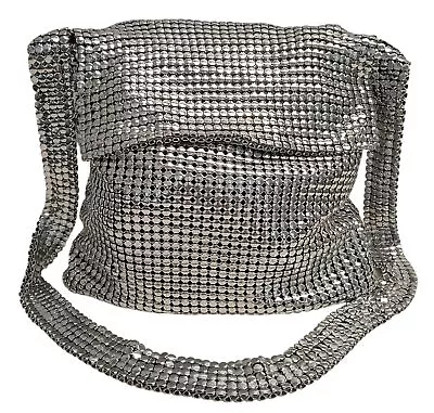 PACO RABANNE Pixel Mesh Shoulder Bag Metal Silver Metallic OS NEW RRP840 • £504