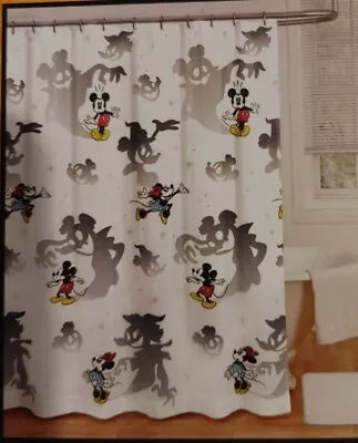 Disney's Mickey Mouse Halloween Fall Haunted Ghosts Fabric Shower Curtain 72x72 • $41.34