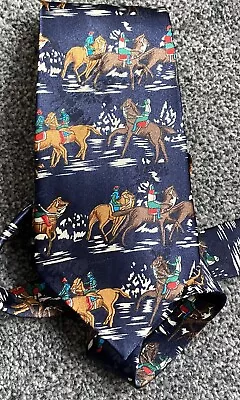 Mens Navy Blue Horse Riding Novelty Themed Tie 3.5  Wide 55  Long Polyester • £5