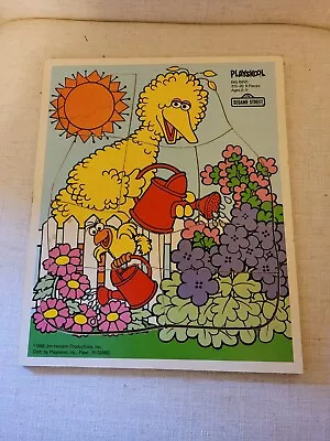 Vintage Playskool BIG BIRD Wooden Puzzle   9 Piece 1988 • $10