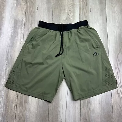 Adidas Shorts Mens Large Green Black Stretch Athletic Gym Run Breathable Men • $18.84