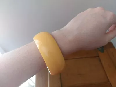 Vintage 1950's Yellow Butterscotch Bakelite Large Bracelet Bangle Retro • $75