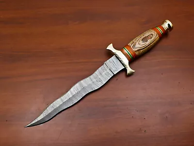 Rody Stan CUSTOM HAND MADE DAMASCUS KRIS BLADE 14.5  DAGGER - BRASS GUARD **-* • $12.50