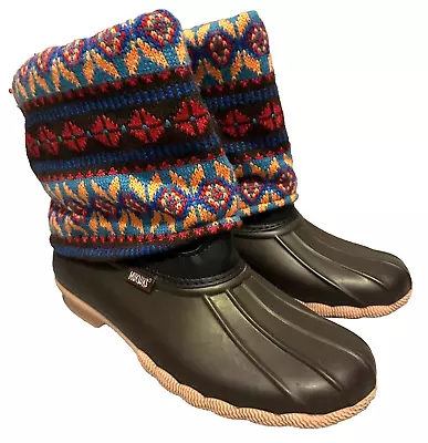 MUK LUKS Sydney Women's Rain Boot Aztec Southwestern Print Ankle Boots Size 9 • $24.95