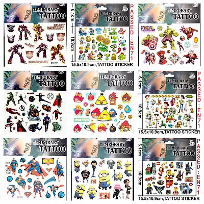 Cartoon Kids Temporary Tattoo Sticker Party Supplies Loot Bag BUY 9 GET 1 FREE • $2.90