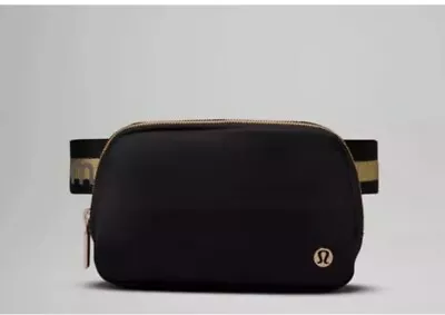 Lululemon Black Belt Bag W Gold Logo Strap.  NWT. Discontinued • $49