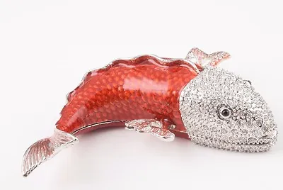 Fish Trinket Box By Keren Kopal Austrian Crystal Jewelry Box Faberge  • $3