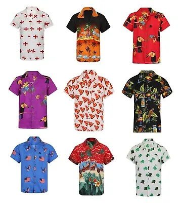 Hawaiian Shirt Mens Palm Tree Beach Holiday Parrot Fancy Dress Stag Party Loud! • £6.99