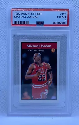 1992 Panini Sticker Michael Jordan #128 PSA 6 • $9.99