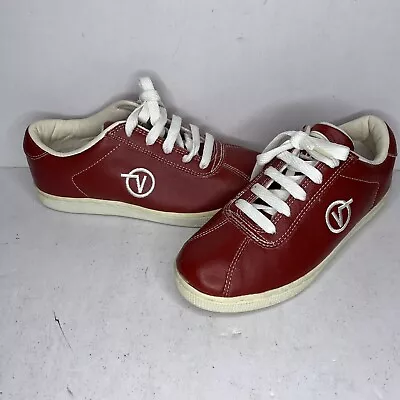 Vtg Vans Shoes Womens US 11 Red K02 Lucy Leather White Low Top Skateboarding • £24.12