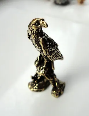 Small Pre-Owned Brass Mini Eagle Statue Sitting Ornament • £11.99