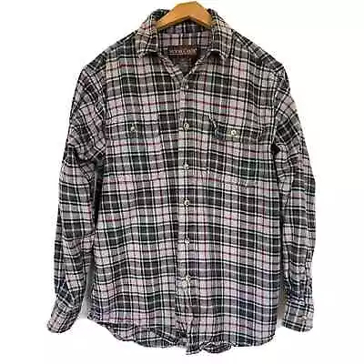 Moose Creek Shirt Mens L-Tall Plaid Flannel Chamois Button Up Outdoor Work Gray • $14.39