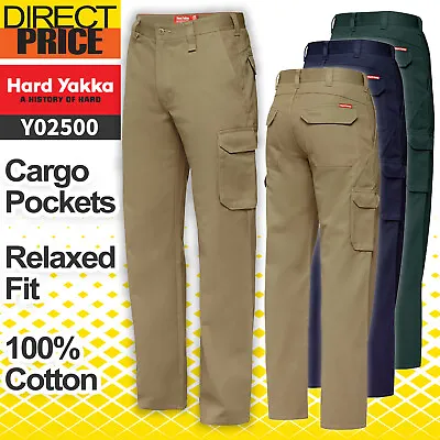 Hard Yakka Work Pants Drill Cargo Foundations Heavy Duty Relax Fit Y02500 NEW • $52.95