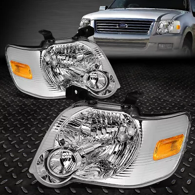 For 06-10 Ford Explorer Sport Trac Chrome Housing Amber Corner Headlight Lamps • $103.88