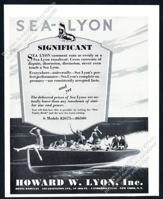 1930 Sea Lyon Runabout Boat Photo Vintage Print Ad • $9.99