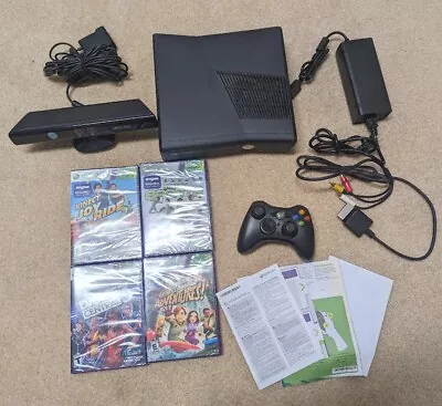 Xbox 360 S Model 1439 Console W/Controller Kinect Sensor And 4 New Games • $99.98