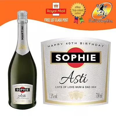 £3.25 • Buy Personalised Italian Sparkling Asti Wine Bottle Label Birthday Any Occasion 