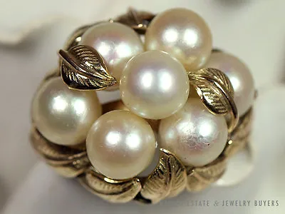 Ming's Hawaii Leaf Pearl Cluster Ring 14k Yellow Gold (sz 8) Mings Jewelry • $1250