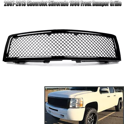 For 2007-2013 Chevrolet Silverado 1500 Gloss Black Front Hood Mesh Grille Grill • $82.59