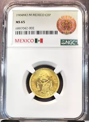 1904 Mexico Gold 5 Pesos G5p Balance Scales Ngc Ms 65 Rare Beautiful Gem Bu • $2249.95