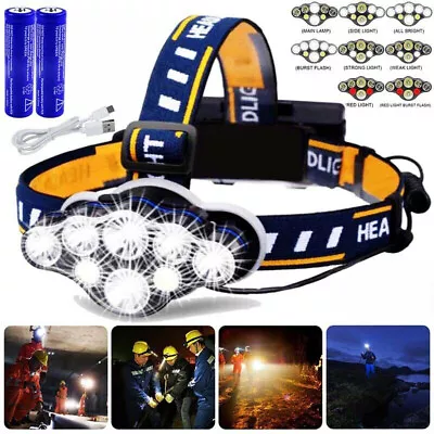 Powerful 650000LM T6 LED Headlamp Headlight Torch Rechargeable Flashlight Hiking • $23.99