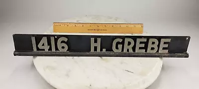 Vintage 60's Aluminum Mailbox Bracket Topper Name Address H. Grebe Antique Old • $24.95