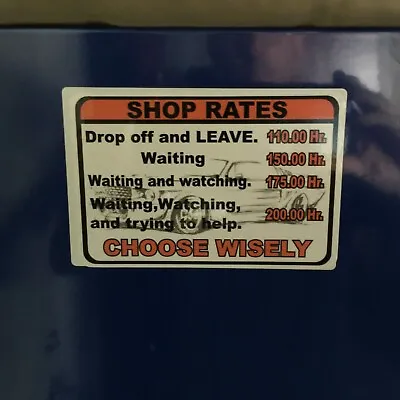 Shop Rates Overlay Decal For Matco Tool Box Cart 6 Colors To Choose From • $6.50