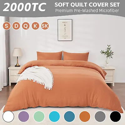 2000TC Luxury Duvet Doona Quilt Cover Set Double Queen Super King Pillowcase Bed • $25.99