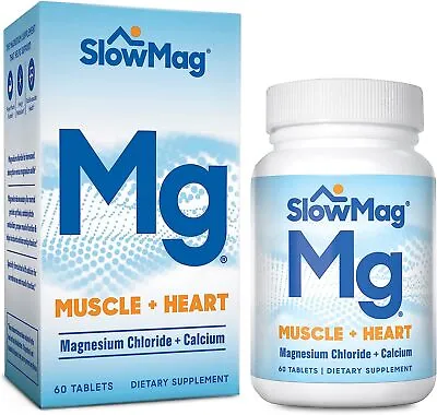 Slow-Mag - Magnesium Chloride With Calcium - 60 Tablets *** • $17.95