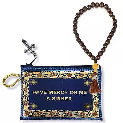 Have Mercy Jesus Christ Zipper Tapestry Pouch With 33 Bead Prayer Beads 4.25 In • $19.88