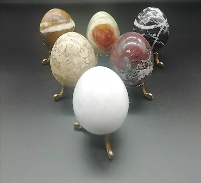 Marble Eggs With Stand Handmade From Onyx Marble Set Of 6 Stone Eggs • £24.99