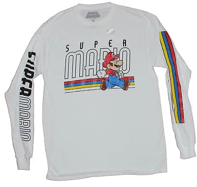 Super Mario Brothers Long Sleeve Adult New T-Shirt - Name Running Word Sleeves • $16.98